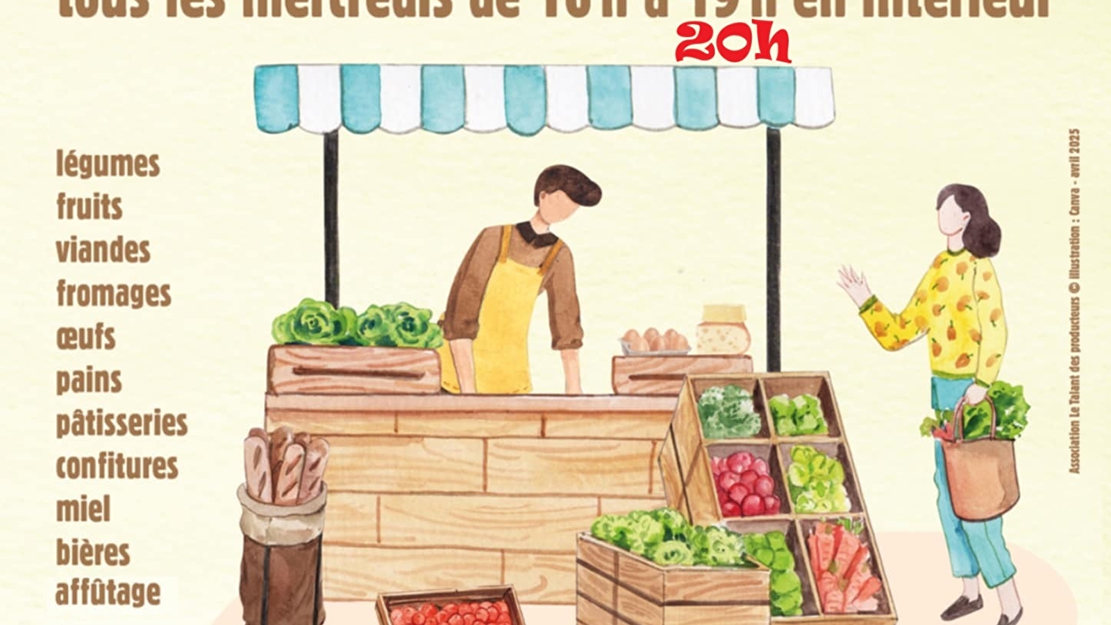Marché hebdomadaire de producteurs et artisans locaux : 'Le Talant des Producteurs'