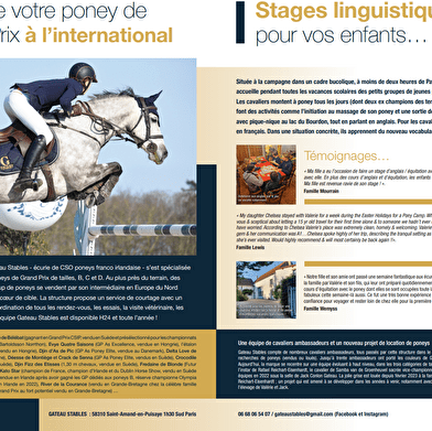 Stages d'équitation en Anglais weekend ou à la semaine