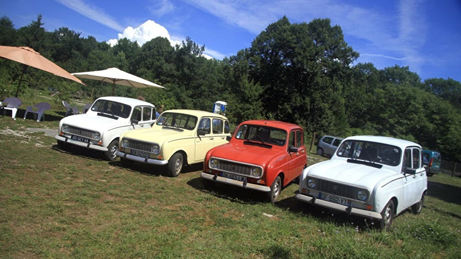 Auto rétro des sapins