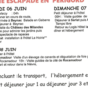 Le Comité des fêtes organise une escapade en Périgord - VARZY