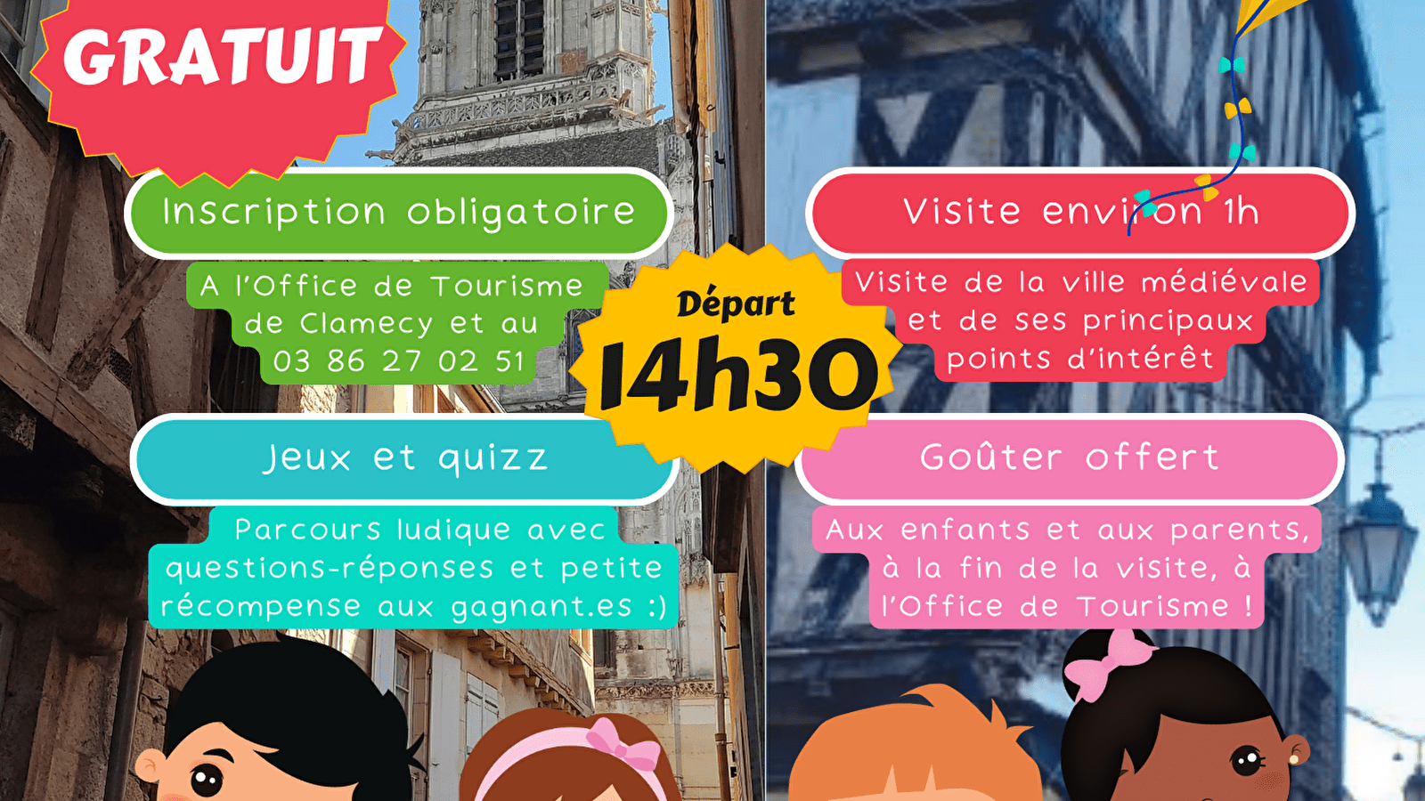 Visite commentée ludique pour enfants du Clamecy médiéval