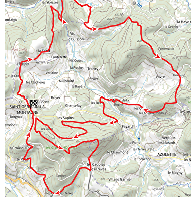 Itinéraire VTT : circuit 23 rouge, base Belmont-de-la-Loire