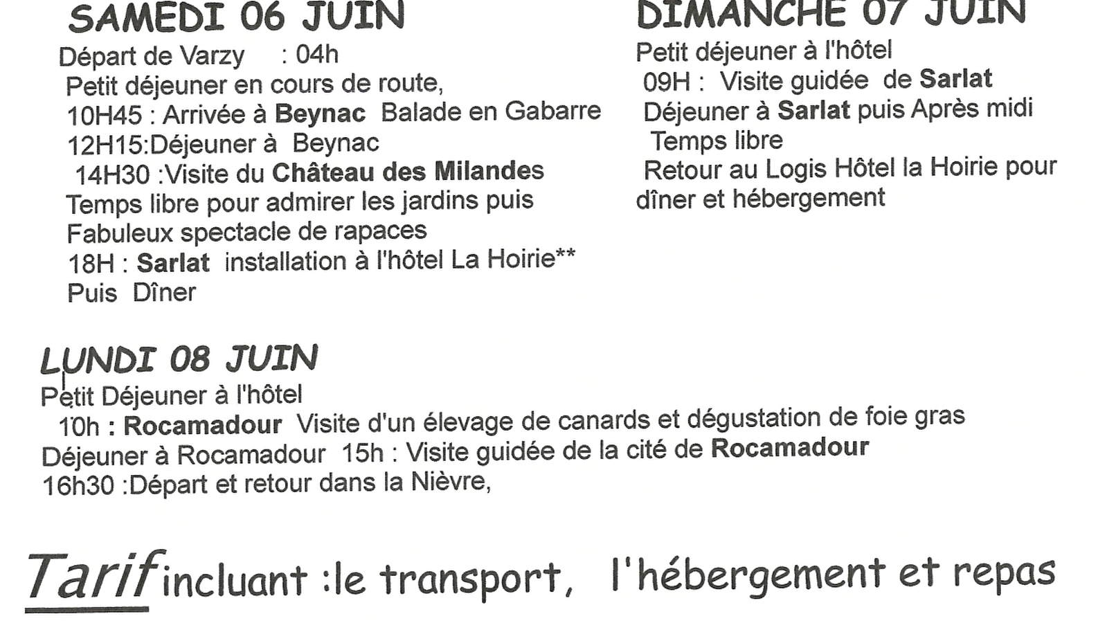 Le Comité des fêtes organise une escapade en Périgord