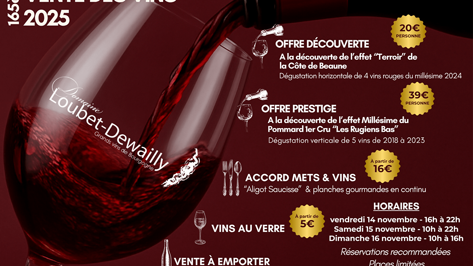 Domaine Loubet-Dewailly - Vente des Vins 2025 : dégustation 'Prestige' verticale de l'appellation Pommard 1er Cru 'Les Rugiens Bas' de 2018 à 2023